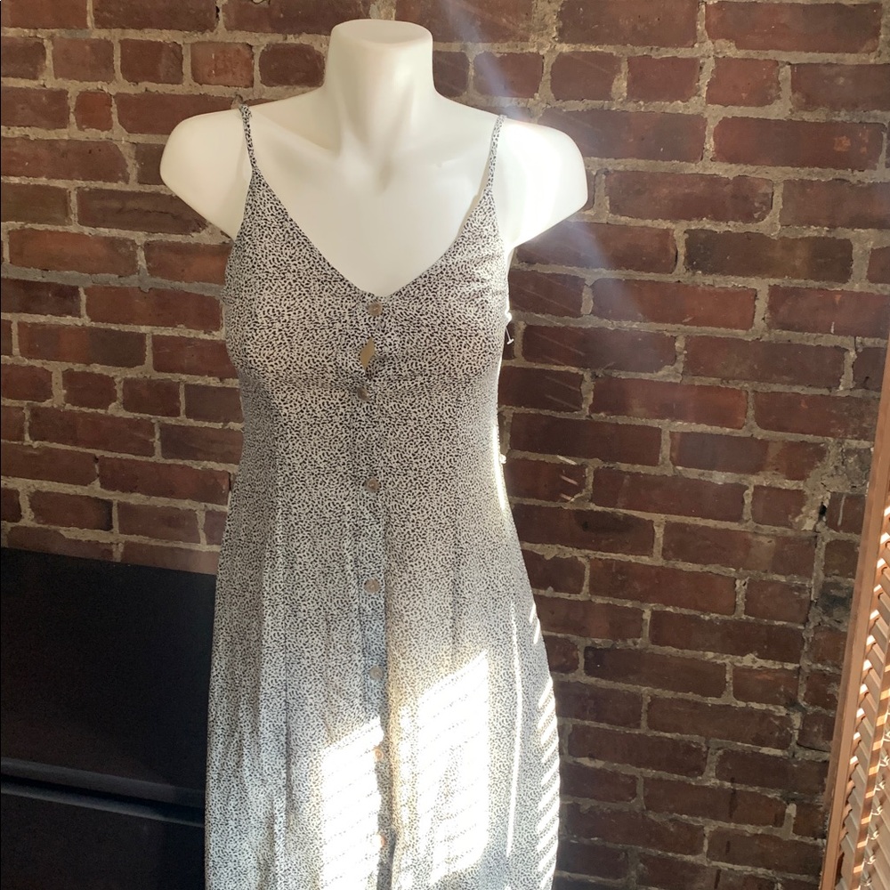 Spaghetti Strap Button-Down Dress Flowy Silky Sz … - image 1